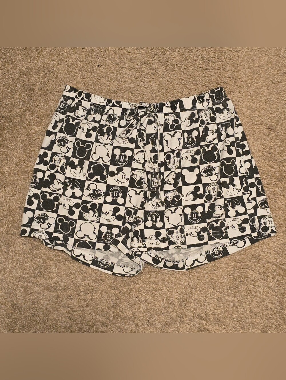 Disney Black & White Mickey Checker Lounge Shorts